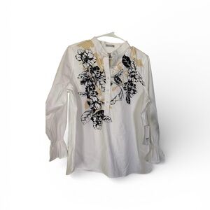 Chicos Floral White Blouse